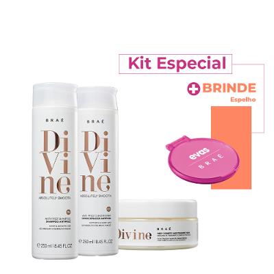 Kit Braé Divine Shampoo Condicionador Máscara e Espelho Colab (4 produtos)