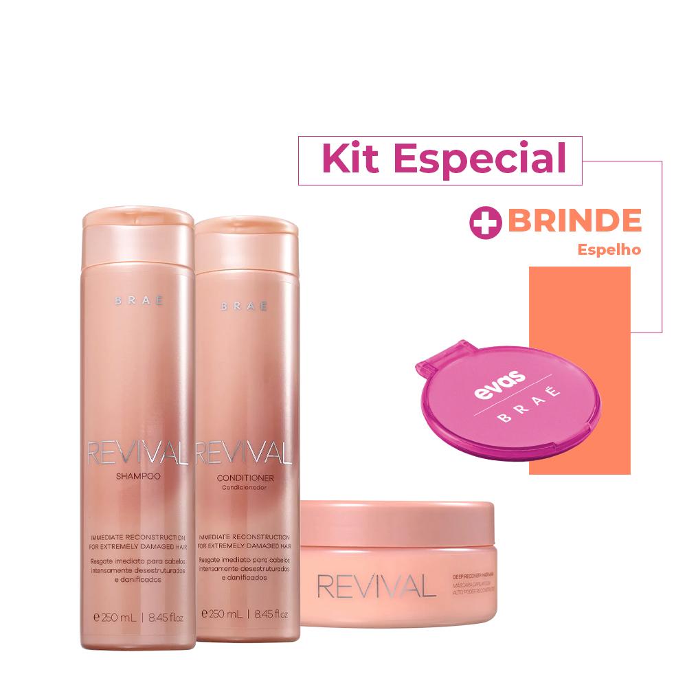 Kit Braé Revival Shampoo Condicionador Máscara e Espelho Colab (4 produtos) - 1