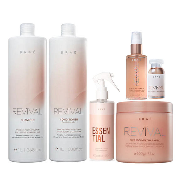 Brae Revival Shampoo+Condicionador 1L+Essential 260ml+Mascara 500g+Shine Oil 60ml+Power Dose 13ml - 1
