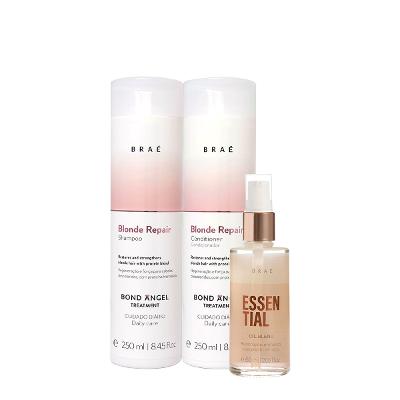 Kit Braé Blond Repair Shampoo Condicionador e Oil Blend (3 produtos)