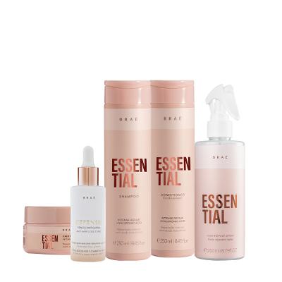 Kit Braé Essential Shampoo Condicionador Hair Spray Máscara e Defense Tônico Capilar  (5 produtos)