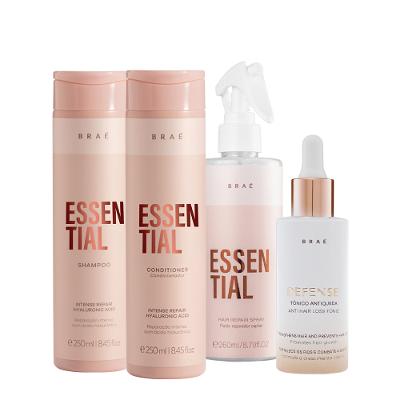 Kit Braé Essential Shampoo Condicionador Hair Repair Spray e Hair Loss Tônico  (4 produtos)