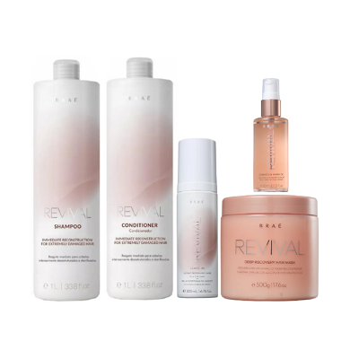 Brae Revival Shampoo+Condicionador 1L+Mascara 500g+Leave-in 200ml+Shine Oil 60ml