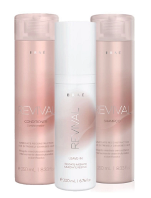 Shampoo + Condicionador 250ml + Leave-in Brae Revival 200ml