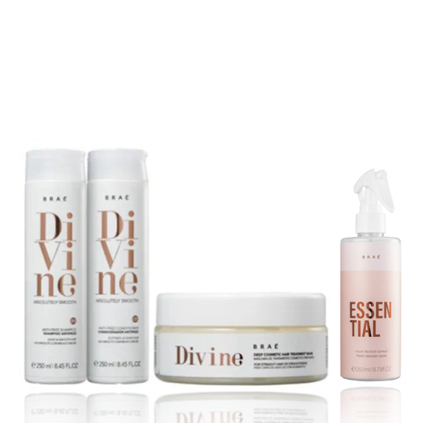 Brae Divine Shampoo e Condicionador 250ml + Máscara 200ml+Essential 260ml - 1