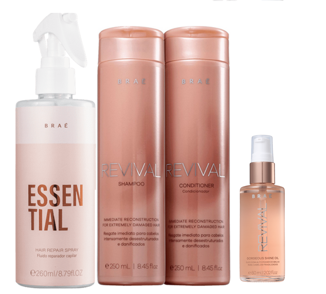 BRAE Revival Shampoo+Condicionador 250ml+Shine Oil 60ml+Essential 260ml - 1
