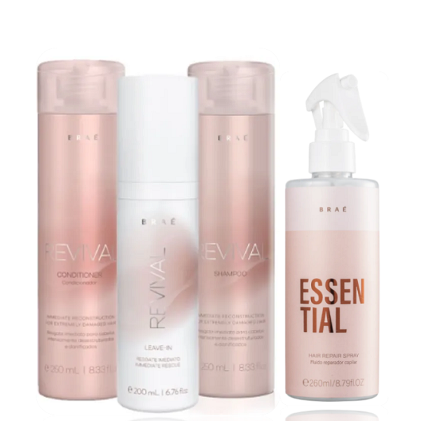 Brae Revival Shampoo + Condicionador 250ml + Leave-in 200ml+Essential 260ml - 1