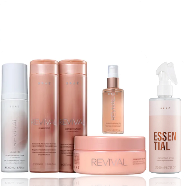 Brae Revival Shampoo+Condicionador 250ml+Mascara+Leave-in 200ml+ShineOil 60ml+Essential 250ml - 1