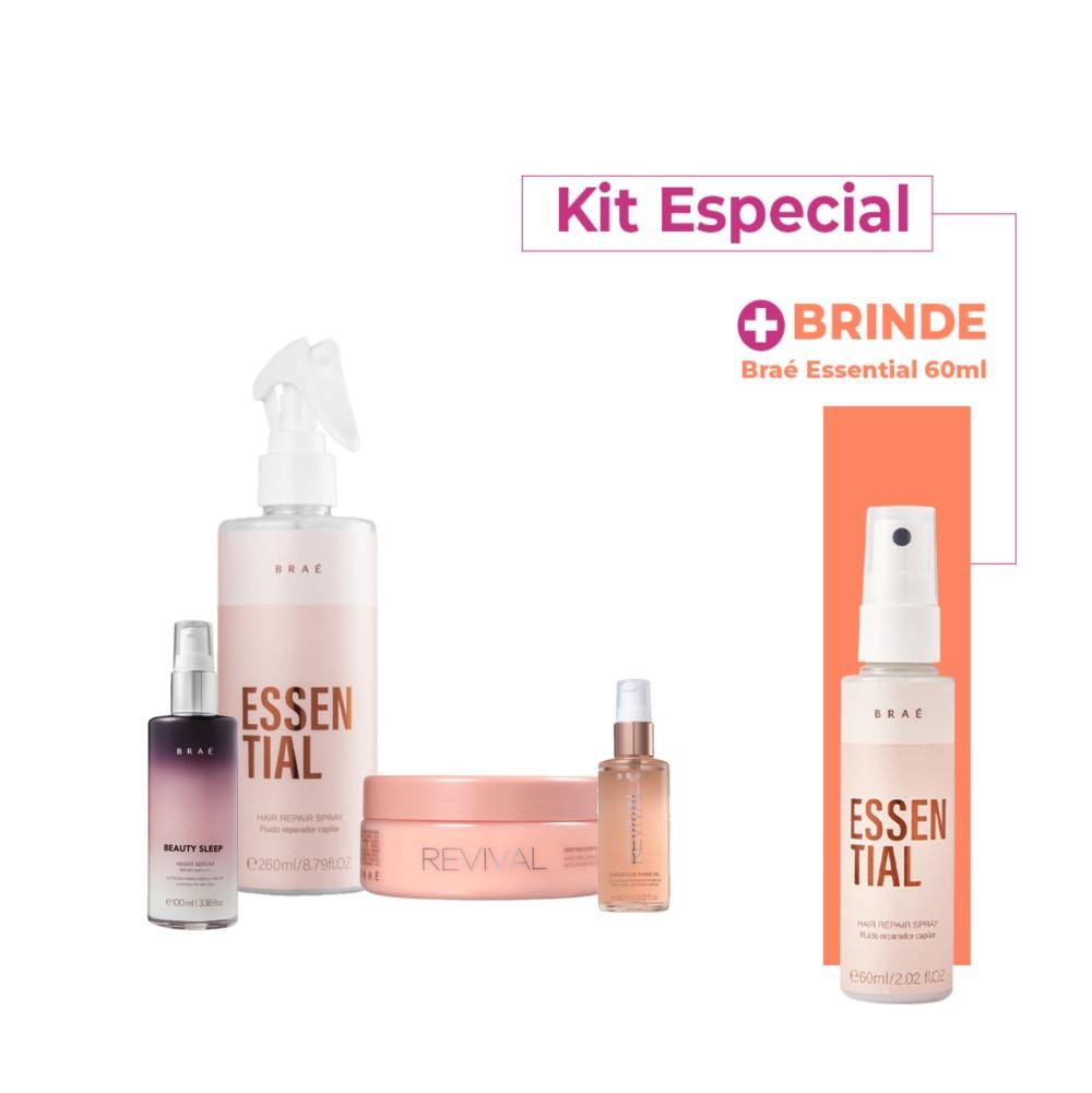 Kit Braé Revival Essential Gorgeous Shine e Beauty Sleep (4 Produtos) - 1