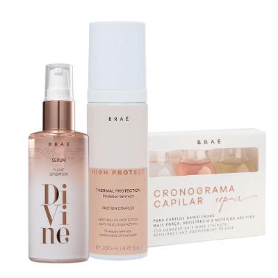 Kit Braé High Protect Thermal Protection  Braé Divine Plume e Cronograma Capilar Repair (3 produtos)