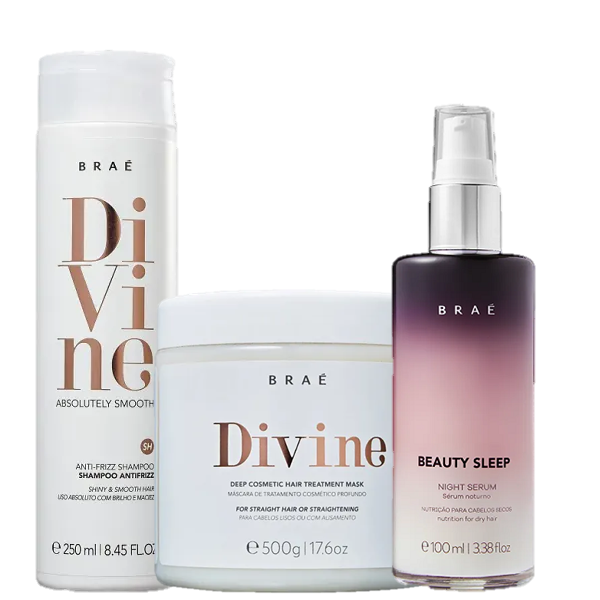 Brae Divine Shampoo 250ml Máscara 500g e Beauty Sleep 100ml - 1