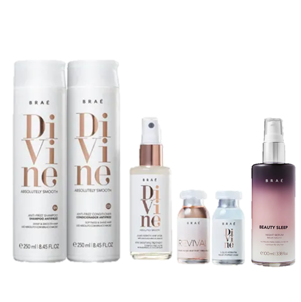 Brae Divine Duo 250ml Queratina Liquida 60ml Ampola Divine e Revival 13ml e Beauty Sleep 100ml - 1