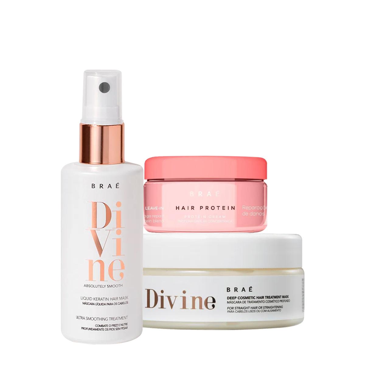 Kit Braé Hair Protein Divine Máscara e Queratina (3 produtos) - 1
