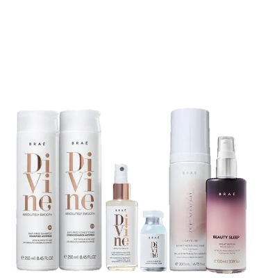 Brae Divine Duo 250ml Queratina Liquida 60ml Ampola 13ml Leave-in Revival 200ml e Beauty Sleep 100ml