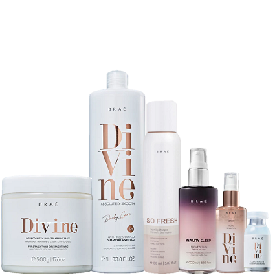 Brae Divine Shampoo 1L Mascara 500g Plume 60ml Ampola 13ml Beauty Sleep 100ml e So Fresh 150ml