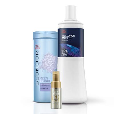 Kit Wella Blondor Pó Descolorante 400g + Oxidante 12% 40V + Oil Reflections Light 30ml (3 produtos)