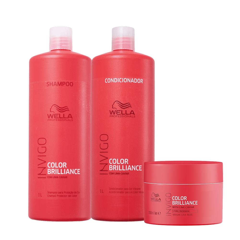 Kit Wella Professionals Invigo Color Brilliance Shampoo Condicionador Litro + Máscara (3 produtos) - 1