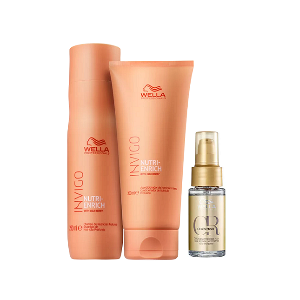 Wella Professionals Invigo Nutri-Enrich Shampoo 250ml+Condicionador 200ml+Ol Reflection 30ml - 1