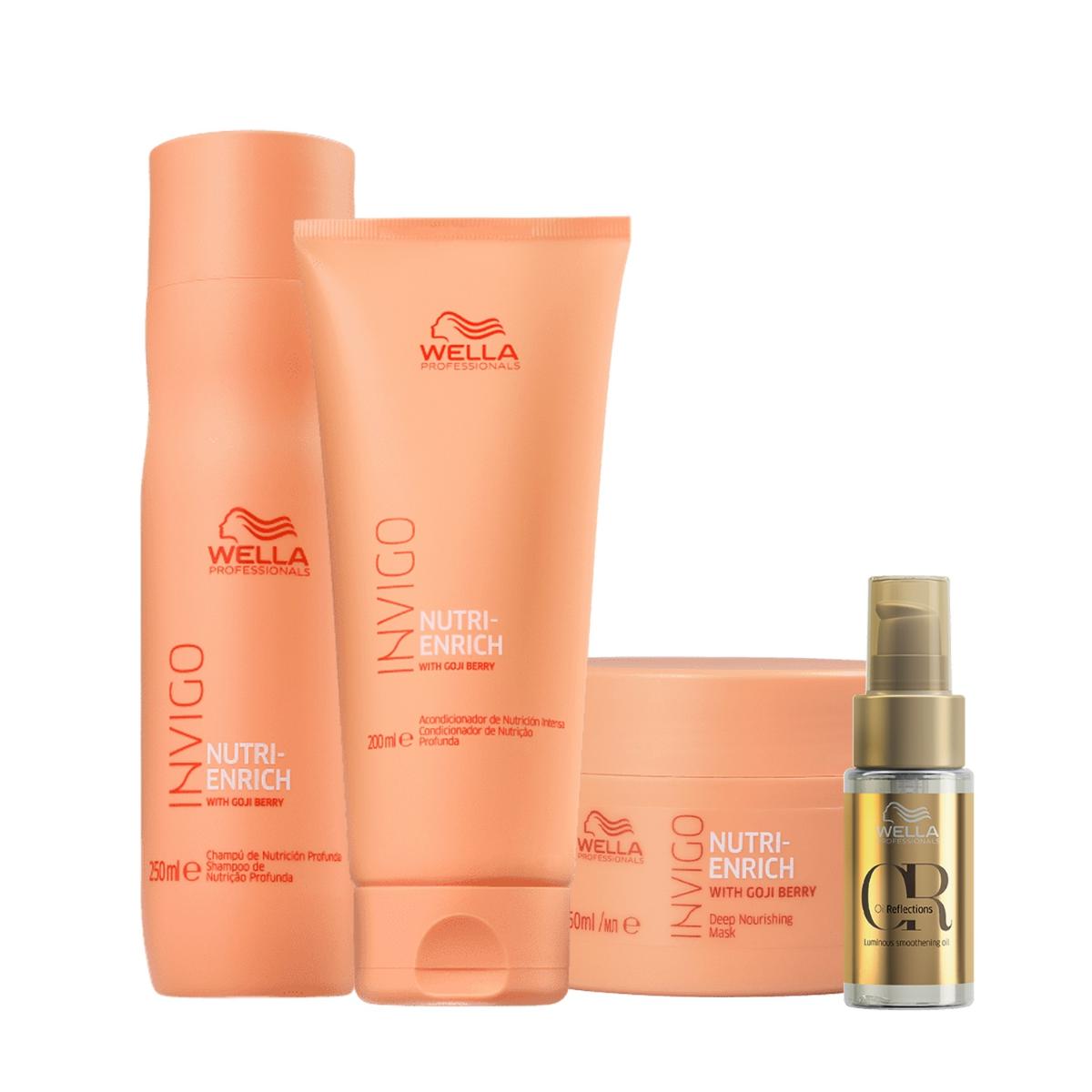 Wella Professionals Invigo Nutri-Enrich Shampoo 250ml+Condicionador 200ml+Mascara 150ml+Oil Reflections 30ml - 1