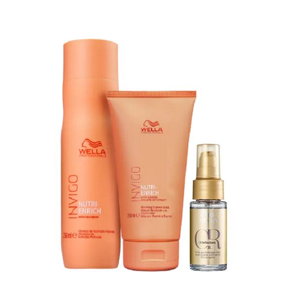 Wella Professionals Invigo Nutri-Enrich Shampoo 250ml+Mascara Warming Express 150ml+Oil Reflections 30ml - 1