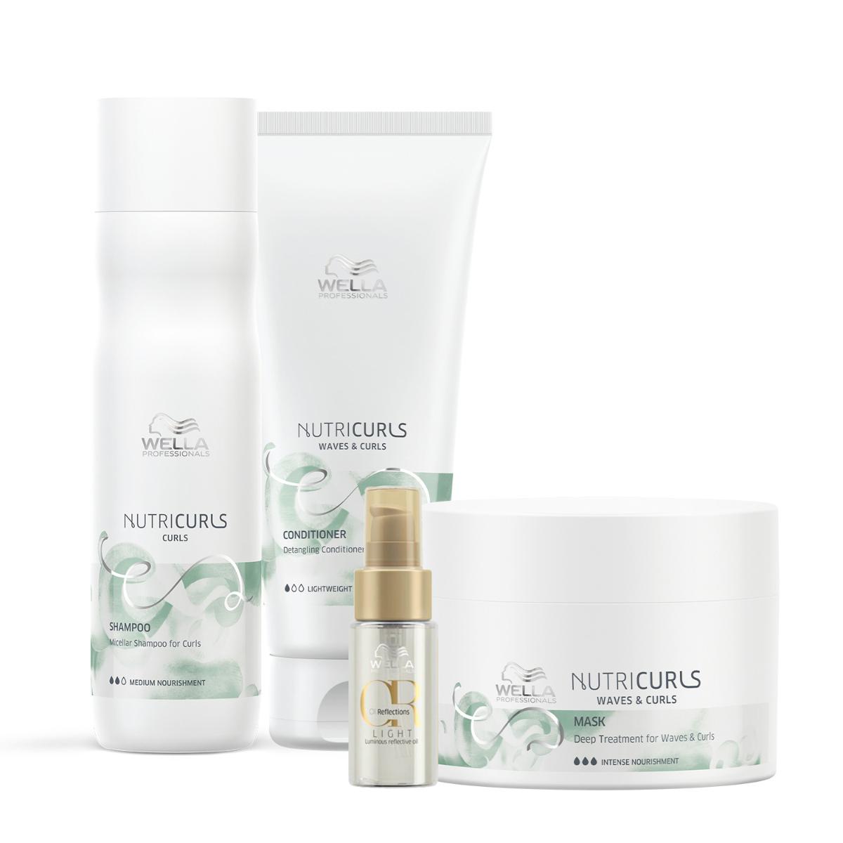 Kit Wella Professionals Nutricurls Home Care + Oil Reflections Light 30ml (4 produtos) - 1