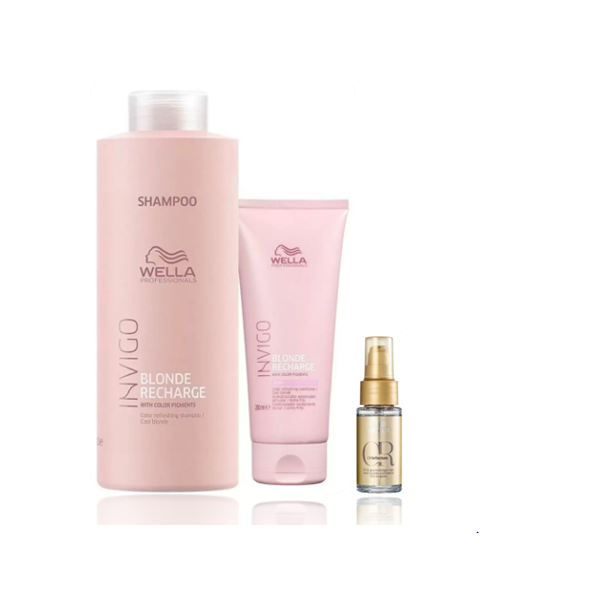 Wella Professionals Blonde Recharge - Shampoo 1L +Condicionador 200ml+Oil Reflections 30ml - 1