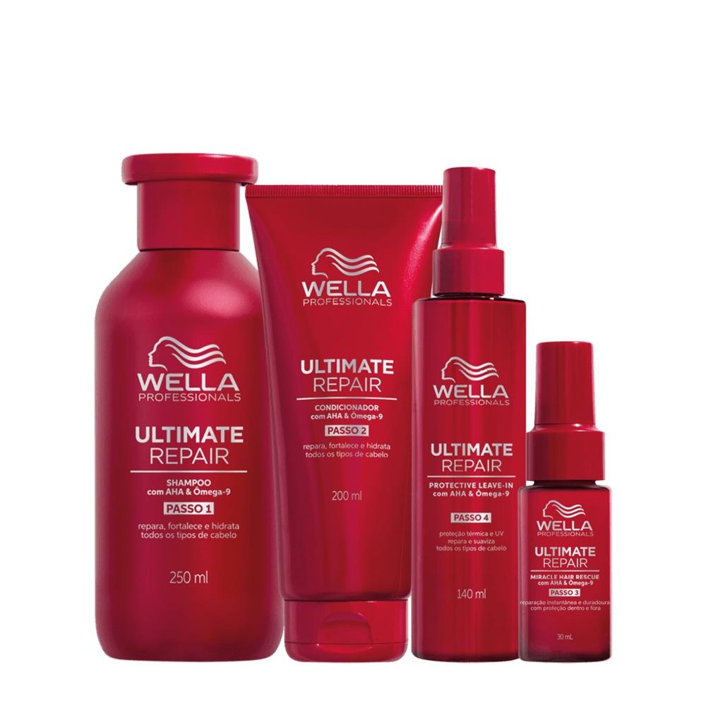 Kit Wella Ultimate Repair Shampoo Condicionador Protetor Termico e Leave-in (4 produtos) - 1