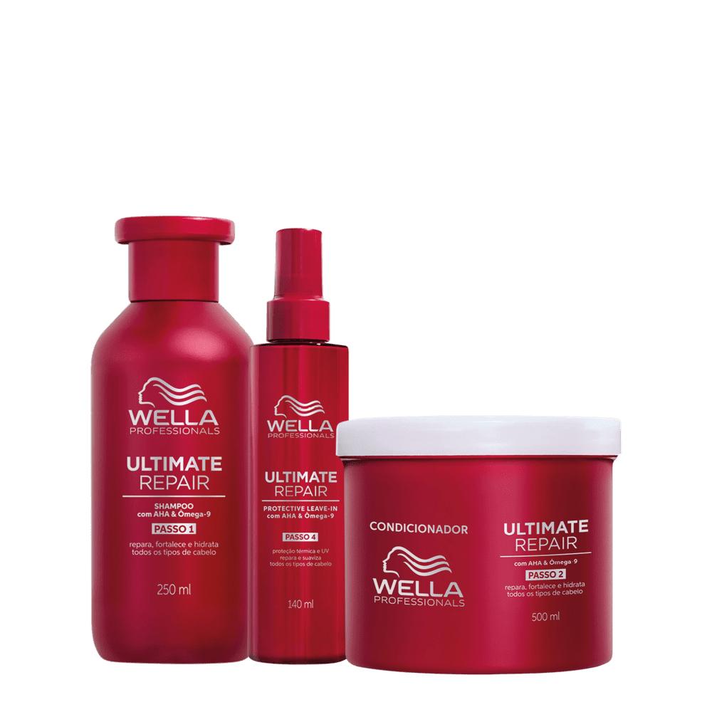 Kit Wella Ultimate Repair Shampoo Protetor Térmico e Máscara Grande (3 produtos) - 1