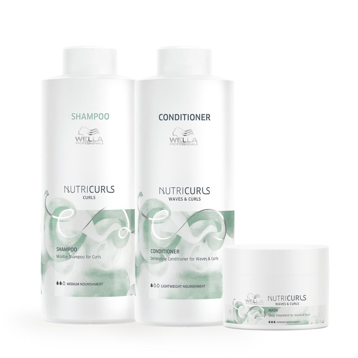 Kit Wella Professionals Nutricurls Shampoo+Condicionador 1L+Máscara 150ml (3 produtos) - 1