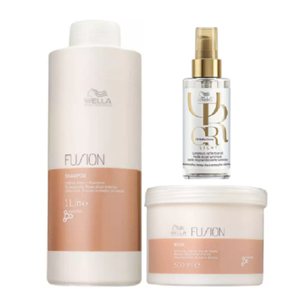 Wella Professionals Fusion Shampoo 1L+Mascara 500g+Oil Reflections Light 100ml - 1