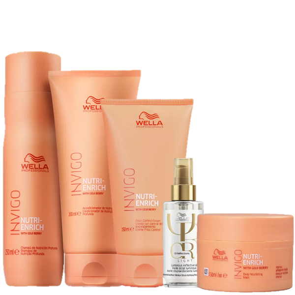 Wella Professionals Invigo Nutri-Enrich Kit Anti frizz Completo Home Care e Oil Reflections Light 100ml (5 Produtos) - 1