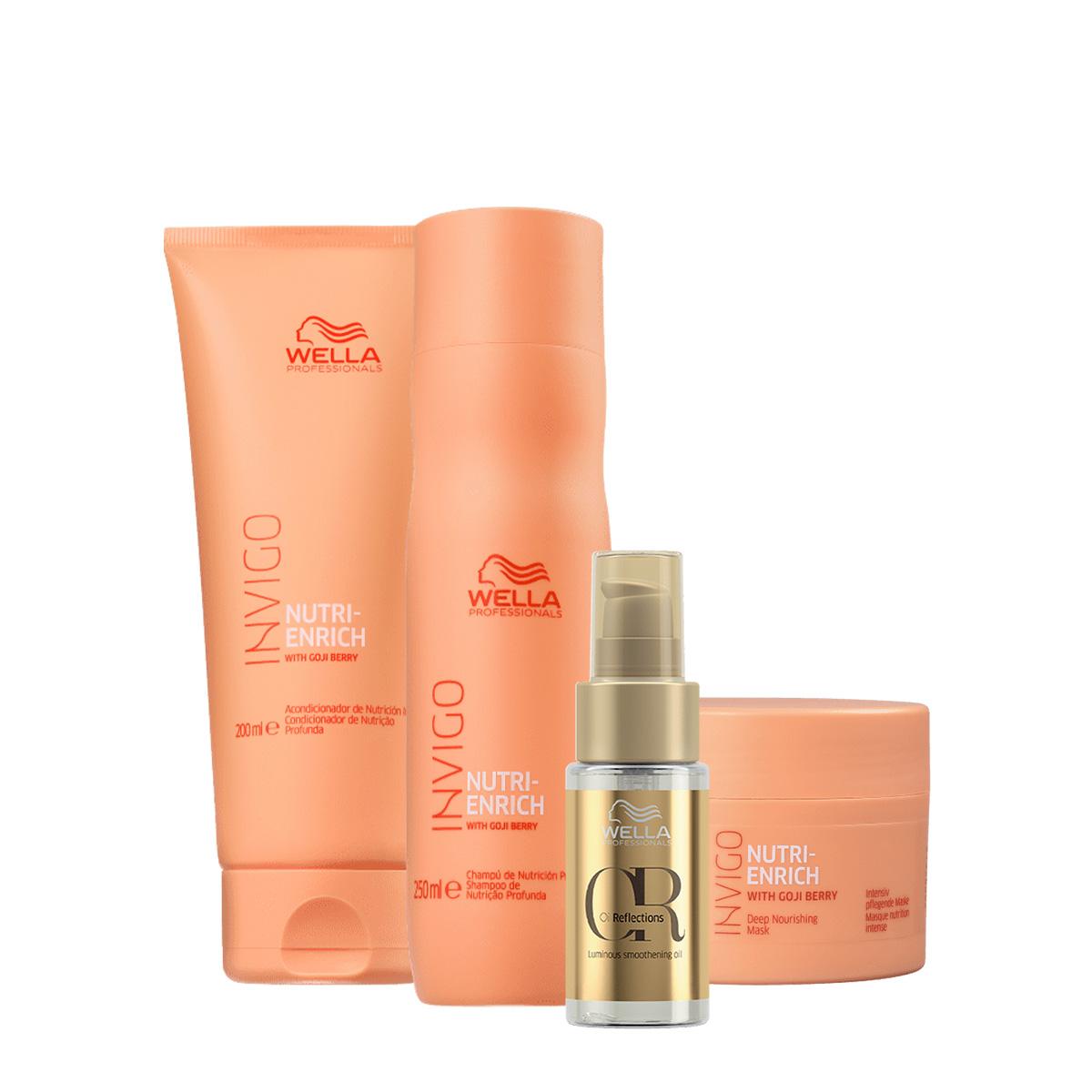 Kit Wella Professionals Invigo Nutri-Enrich Shampoo Condicionador Máscara e Óleo (4 produtos) - 1