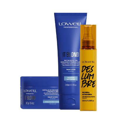 Kit Lowell It Blond Deslumbre Shampoo Máscara Spray Térmico (3 produtos)