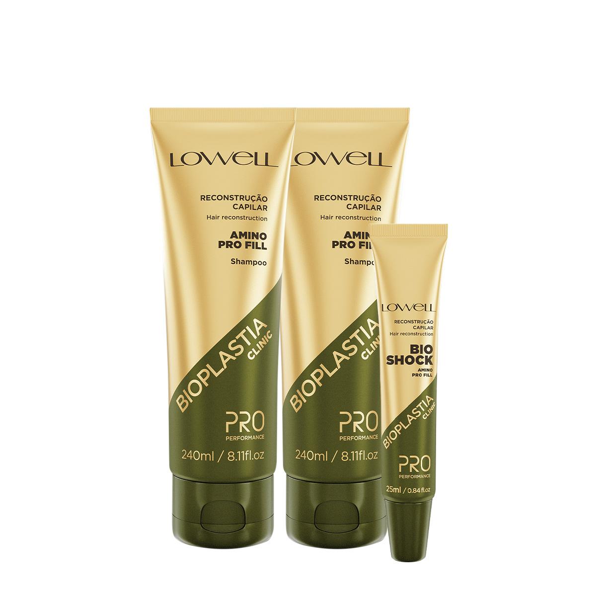 Kit Lowell Bioplastia Clinic Shampoo Extra e Bio Shock (3 produtos) - 1