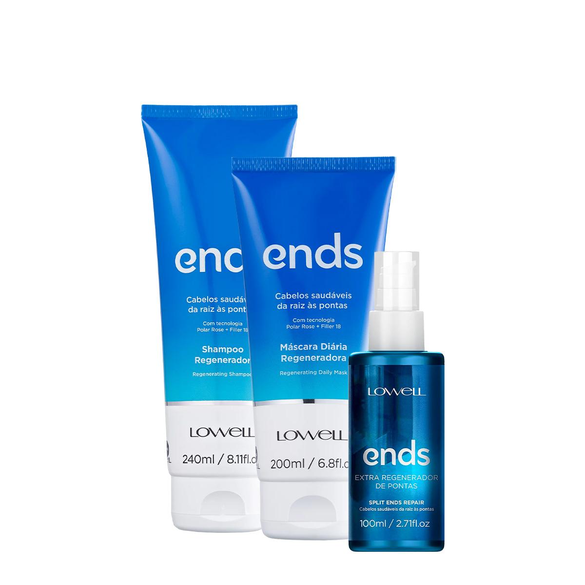 Lowell Ends Regenerador - Shampoo 240ml+Mascara 200ml+Regenerador de Pontas 100ml - 1