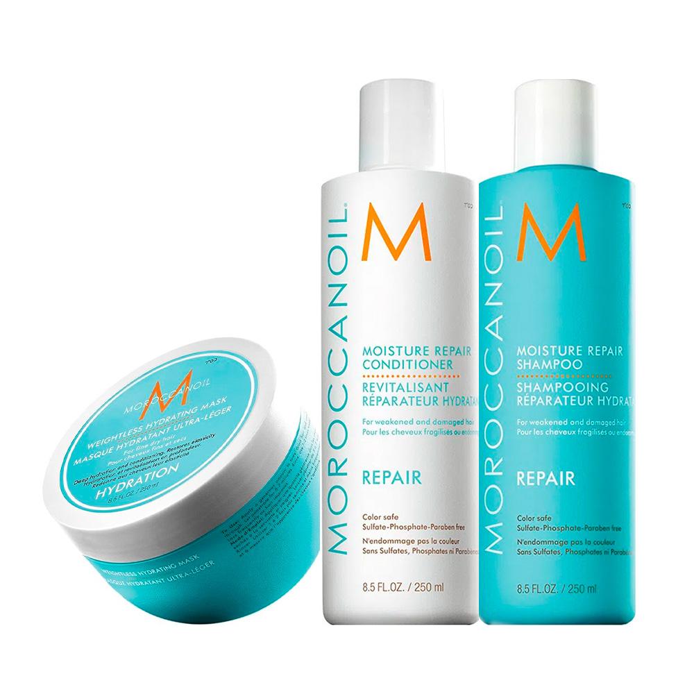 Kit Moroccanoil Reparador de Umidade Duo e Máscara de Hidratação Light 250ml (3 produtos) - 1