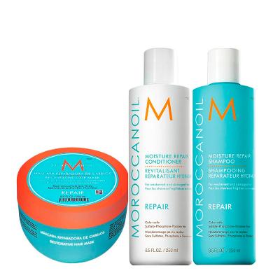 Kit Moroccanoil Reparador de Umidade Duo e Máscara Reparadora 250ml (3 produtos)