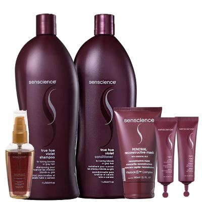 Senscience True Hue Violet Duo 1L Renewal Mask 150ml CPR Tratamento Reconstrutor 2x25ml e True Hue Color Oleo 55ml