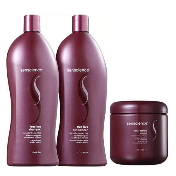 Senscience True Hue Shampoo+Condicionador 1L+Mascara Iner Restore Intensif 500ml - 1