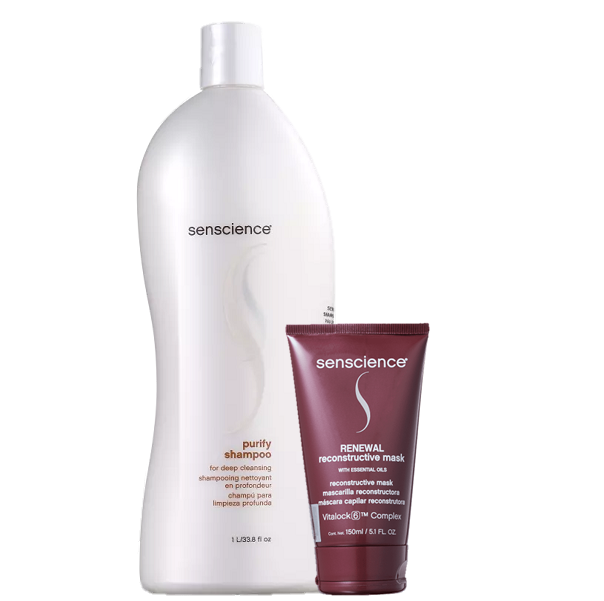 Senscience Purify Shampoo Antirresíduo 1L e Renewal Mask 150ml - 1