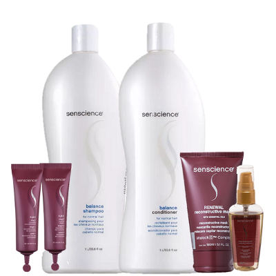 Senscience Balance Duo 1L CPR Reconstrutor 25ml Renewal Mask 150ml e True Hue Oleo 55ml