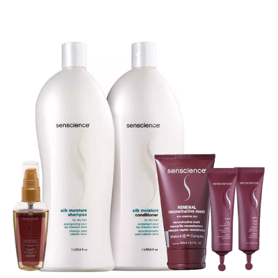 Senscience Silk Moisture Duo 1L Renewal Mask 150ml CPR Tratamento Reconstrutor 2x25 e True Hue Oleo 55ml