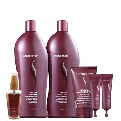 Senscience True Hue Duo 1L Renewal Mask 150ml CPR Tratamento Reconstrutor 2x25ml e True Hue Color 55ml