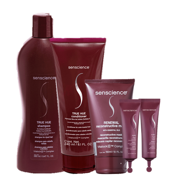 Kit Senscience True Hue Duo Home Care Renewal Mask 150ml e CPR Tratamento Reconstrutor 2x25ml - 1