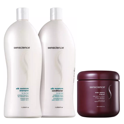 Senscience Silk Moisture Shampoo+Condicionador 1L+Máscara Inner Restore Intensif 500ml