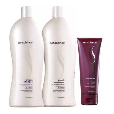 Senscience Smooth - Shampoo+Condicionador 1L+Mascara Inner Restore Deep Moisturizing 200ml