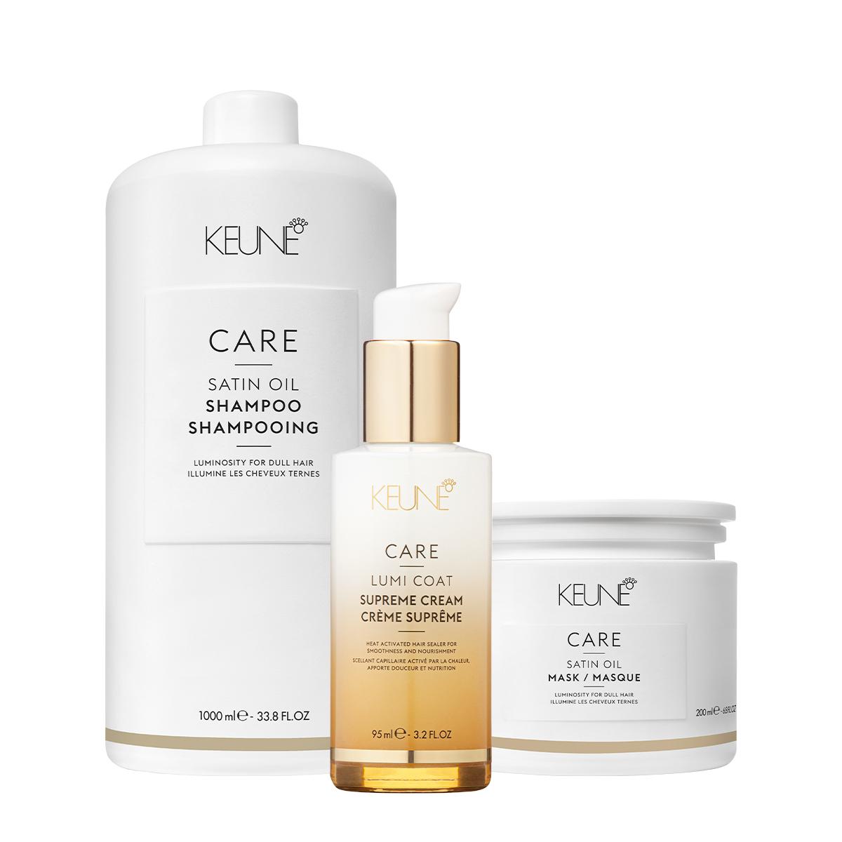 Kit Keune Care Satin Oil Shampoo Litro Máscara e Lumi Coat Supreme Cream (3 produtos) - 1
