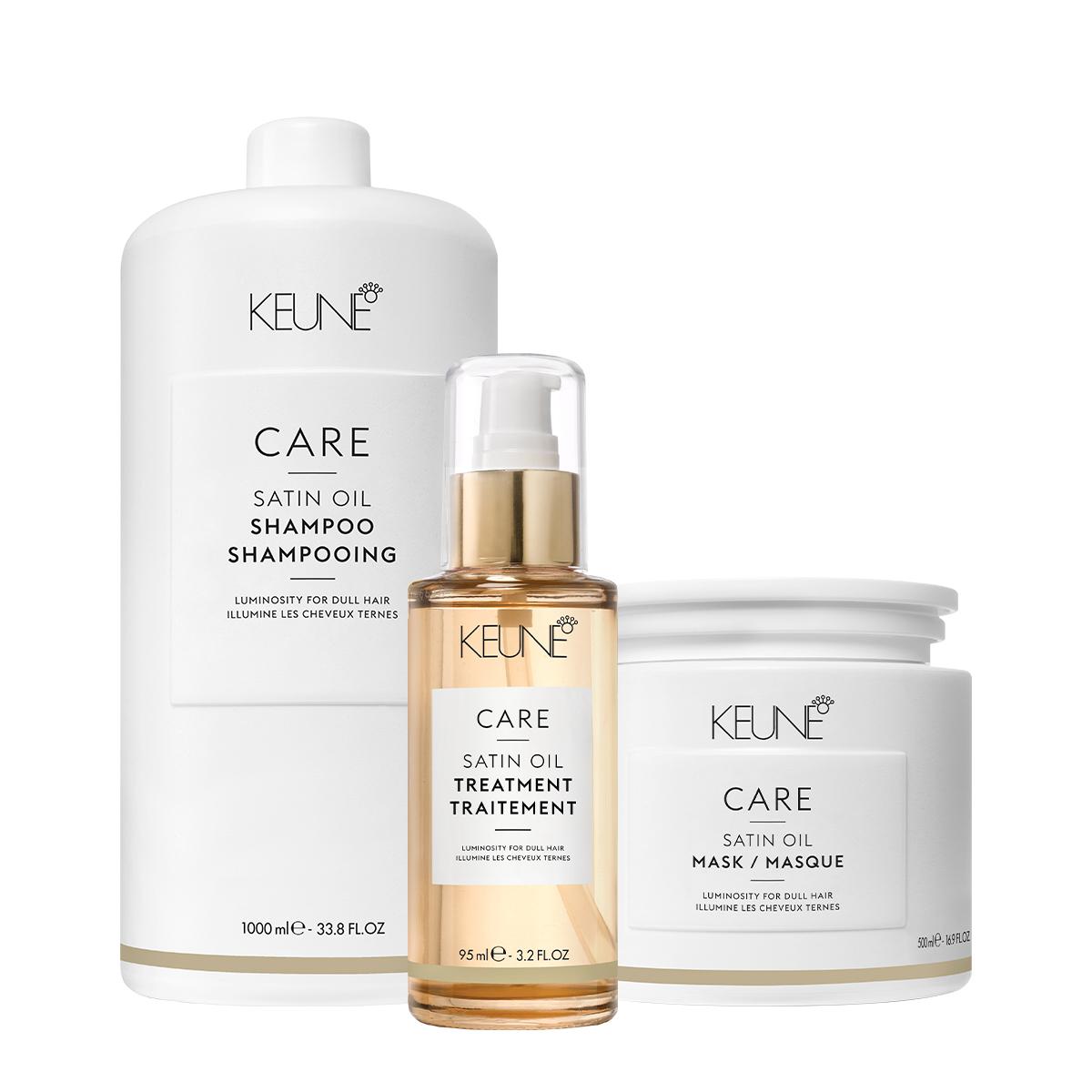 Kit Keune Care Satin Oil Shampoo Litro Máscara G e Satin Oil (3 produtos) - 1