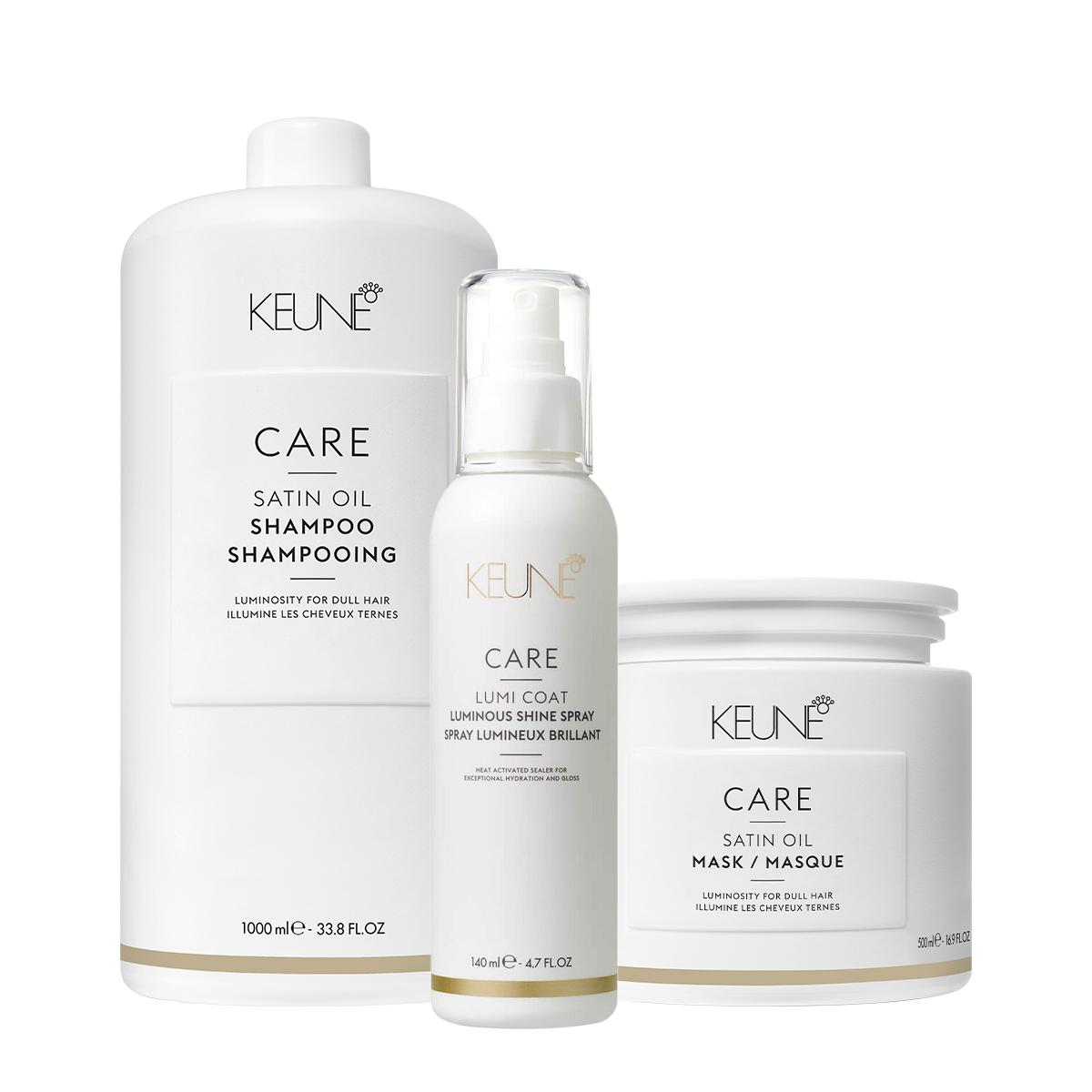 Kit Keune Care Satin Oil Shampoo Litro Máscara G e Lumi Coat Finalizador (3 produtos) - 1