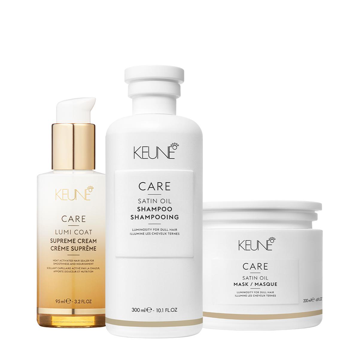 Kit Keune Care Satin Oil Shampoo Máscara e Lumi Coat Supreme Cream (3 produtos) - 1